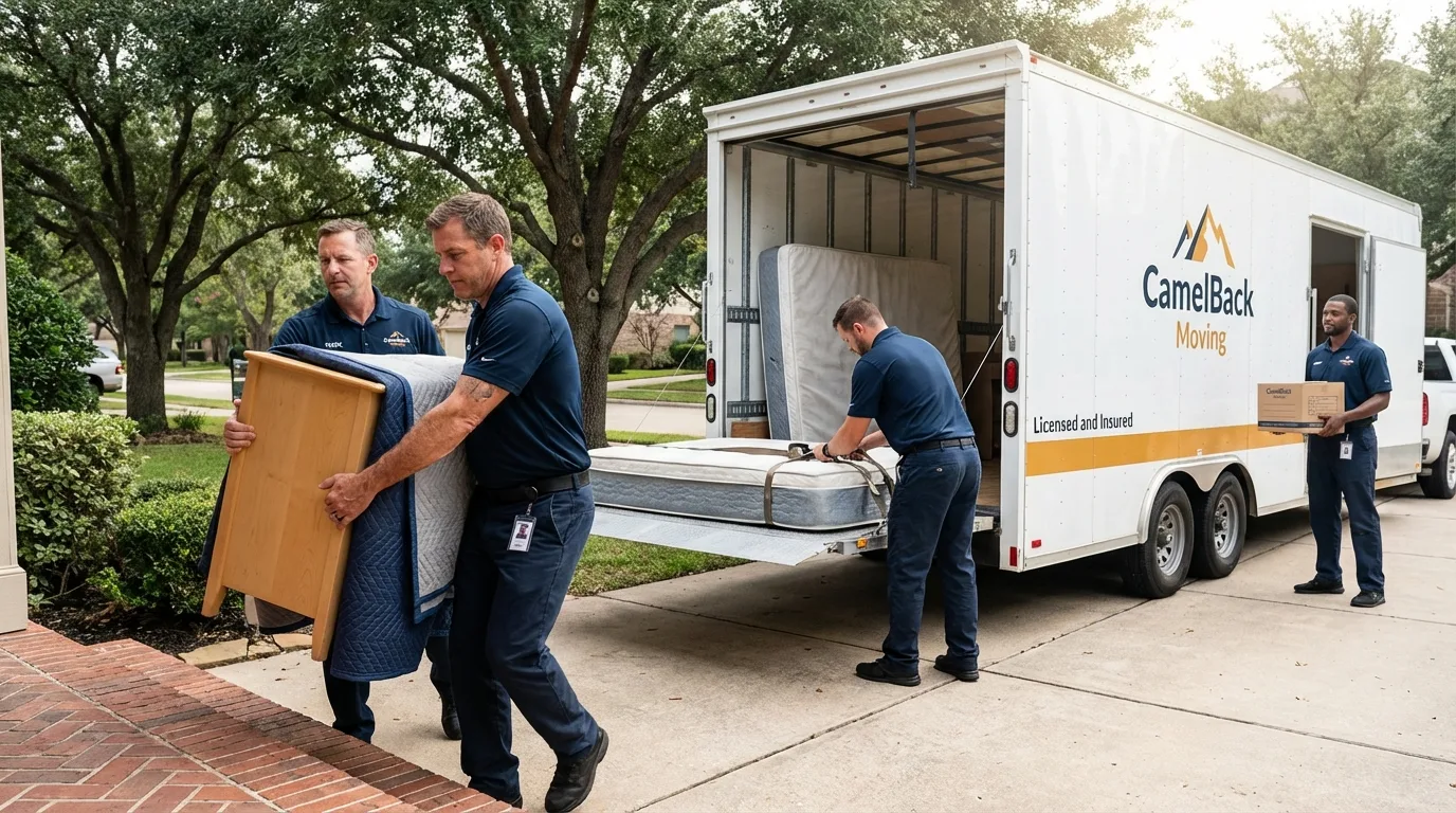 Crew loading residential truck for cross-state move from Perkasie, PA