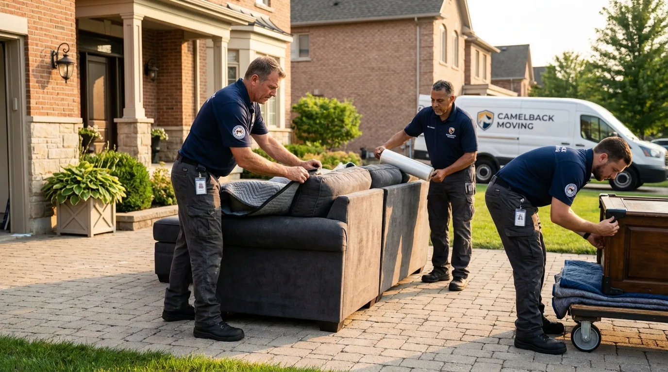 Large estate moving crew wrapping furniture in Perkasie, PA