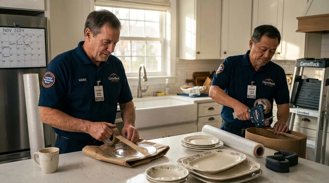Professional crew packing kitchen dishware in Perkasie, PA