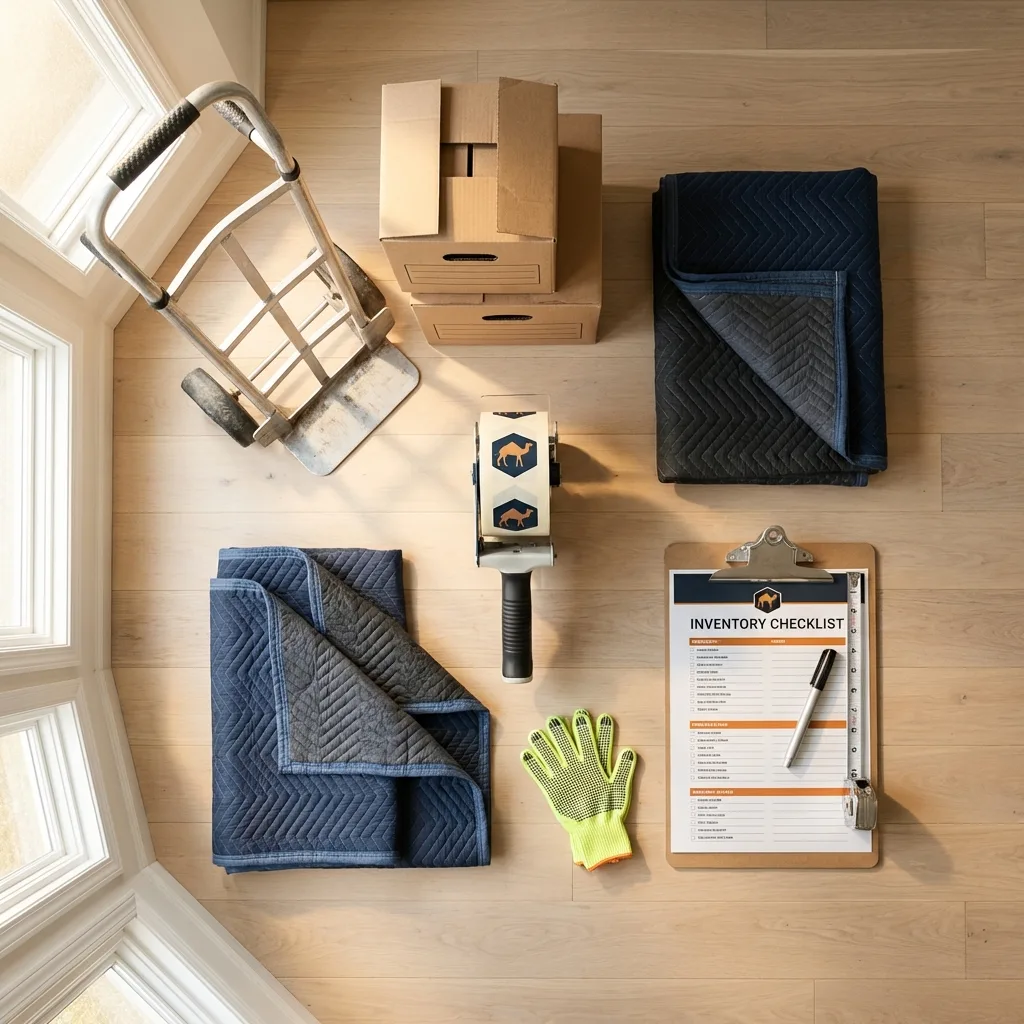 Professional moving supplies and packing materials layout for Perkasie residential relocations